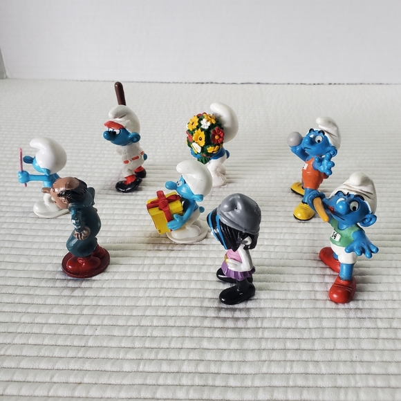 13 Smurf Lot Vintage 2"-3.5" Gargamel Vexy Smurfette Vainy  Schienich Peyo 1980s - Picture 10 of 16